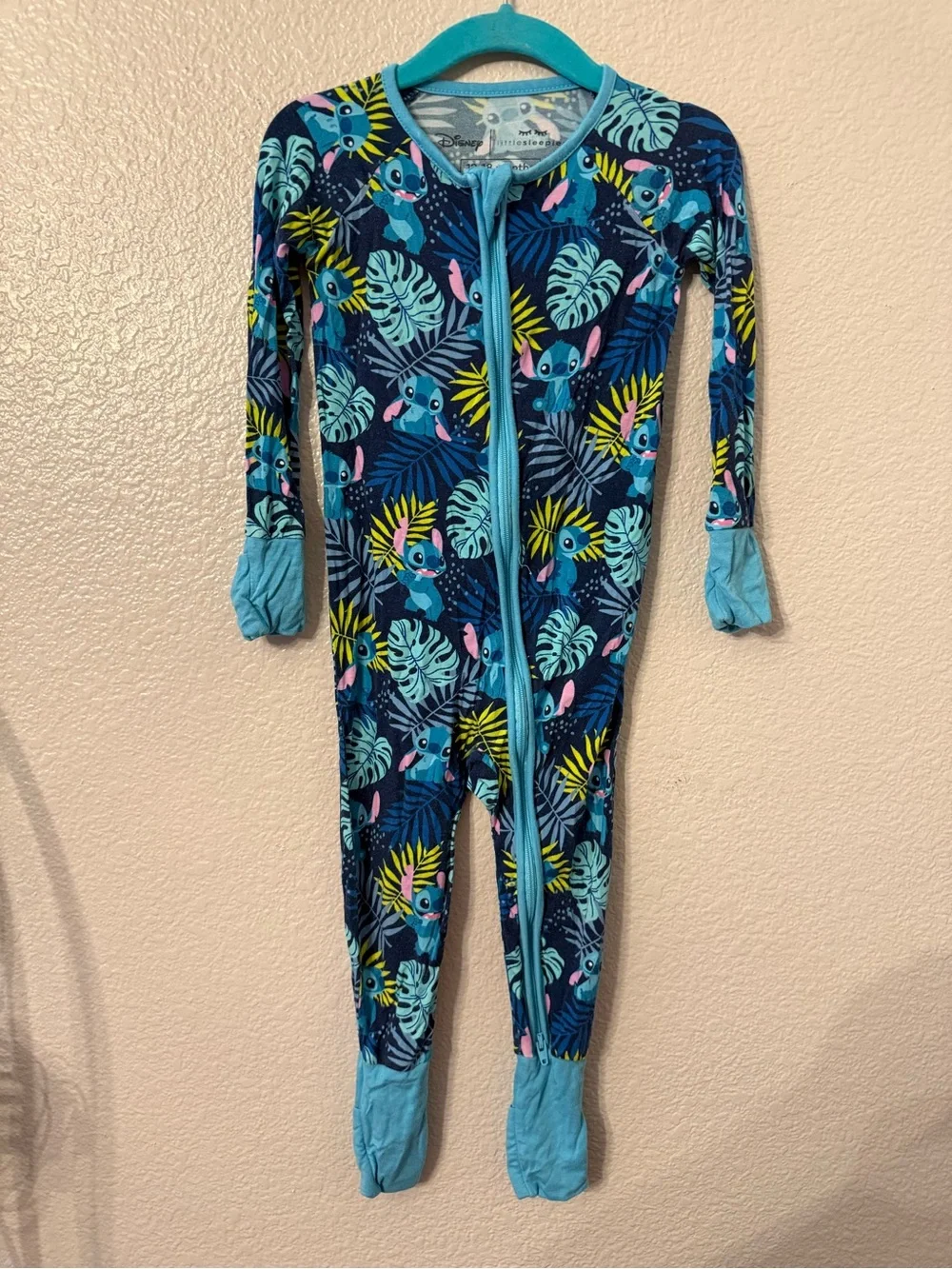 Little Sleepies Navy Blue Tropical Stitch Print Footed One-Piece